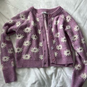 zara daisy purple sweater cardigan